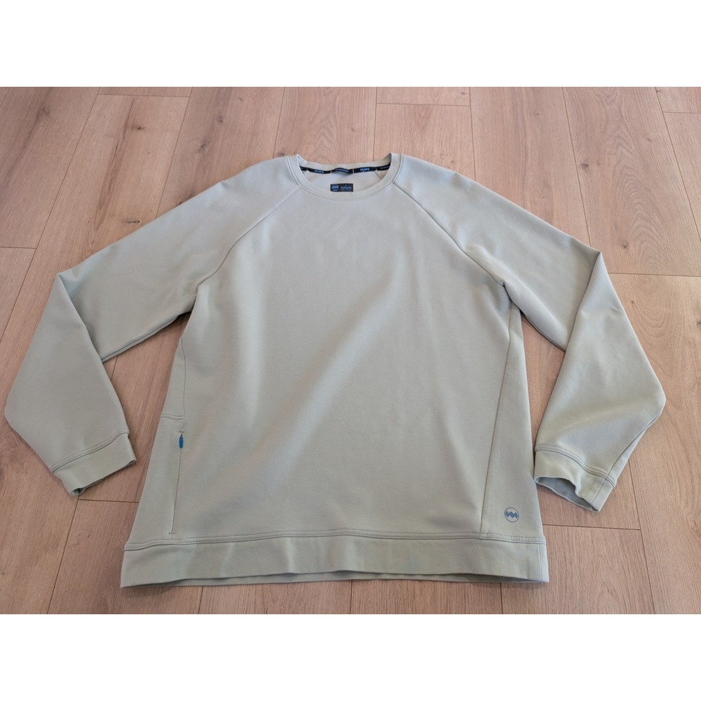 Janji Mens Circuit Knit Pullover Sweater Light Green Logo Run Everywhere Large